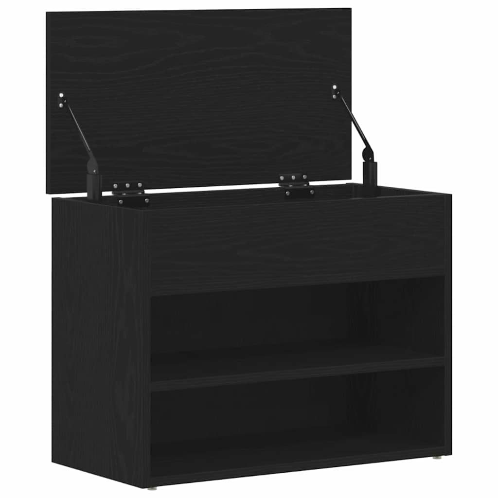 Shoe Bench with Shelf Black Oak 60 x 30 x 45 cm Engineered Wood
