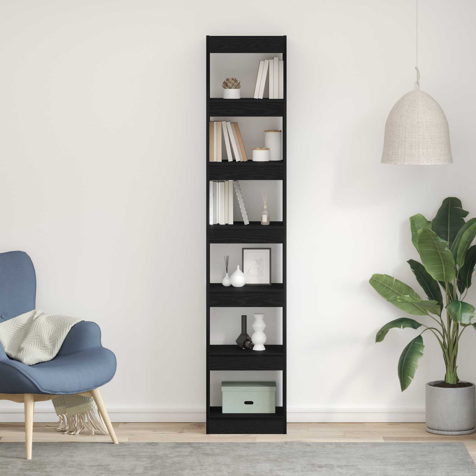 Book Cabinet Black Oak 40 x 30 x 198 cm Engineered Wood