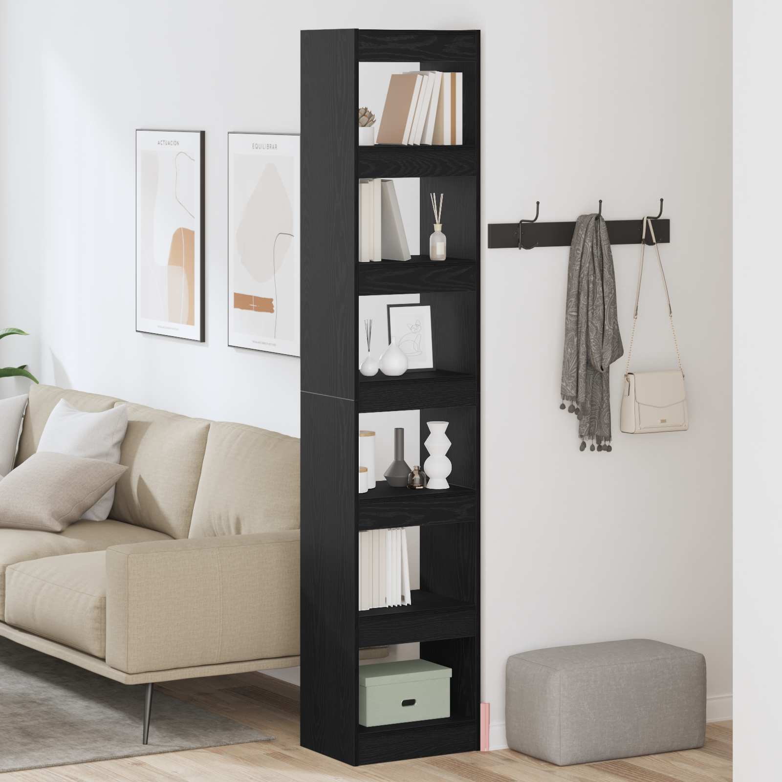 Book Cabinet Black Oak 40 x 30 x 198 cm Engineered Wood
