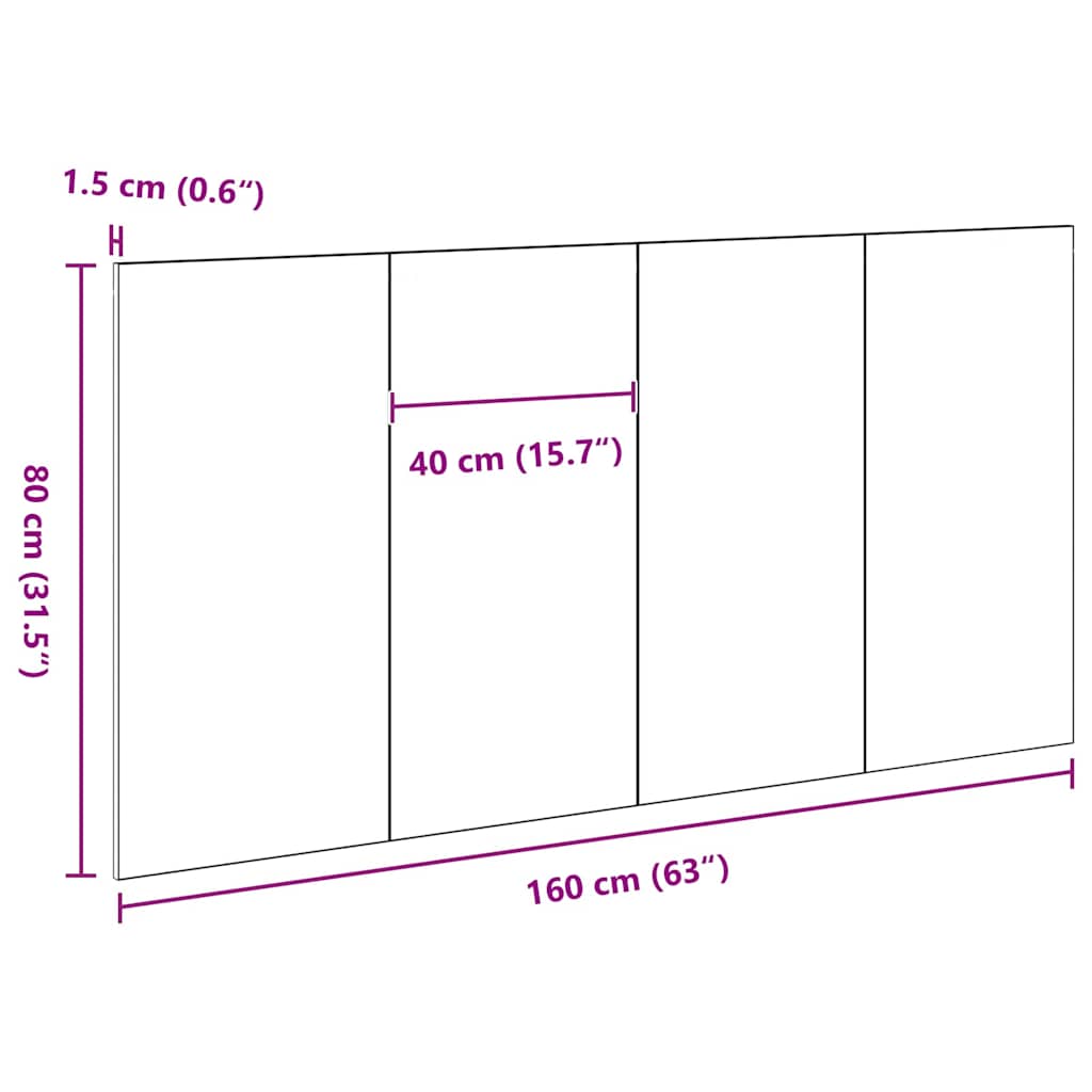 Bed Headboard Black Oak 160 x 1.5 x 80.5 cm Engineered Wood