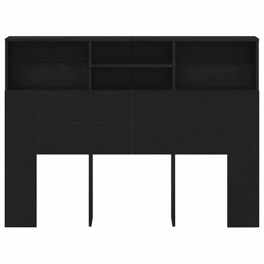 Headboard Cabinet Black Oak 140 x 19 x 103,5 cm Engineered Wood
