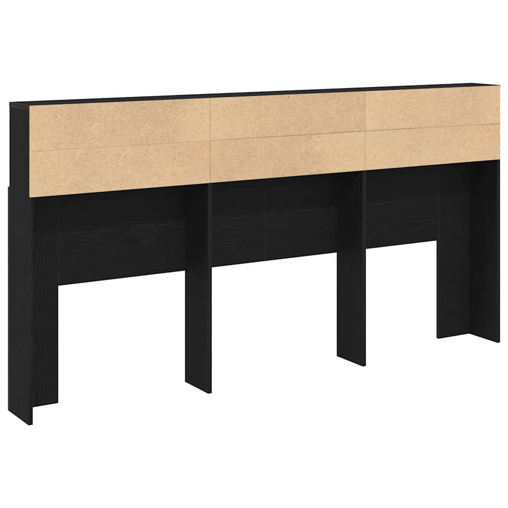 Headboard Cabinet Black Oak 200 x 19 x 103,5 cm Engineered Wood