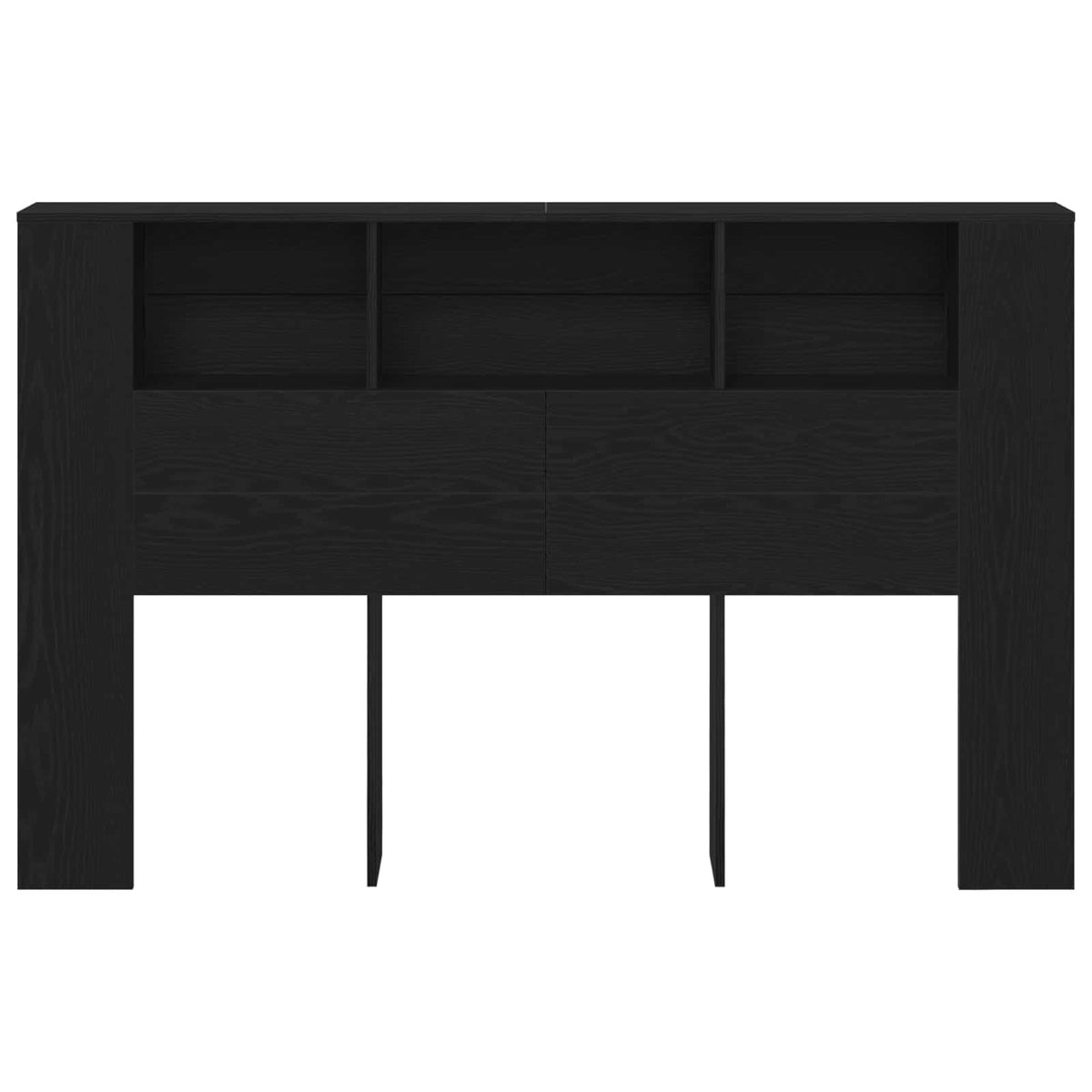 Headboard Cabinet with Storage Black Oak Engineered Wood