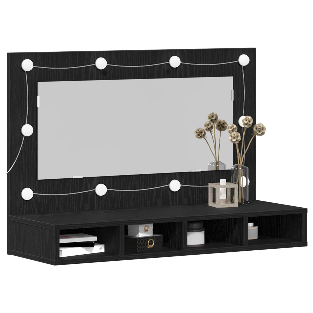 Mirror Cabinet Black Oak 90 x 31,5 x 62 cm Engineered Wood