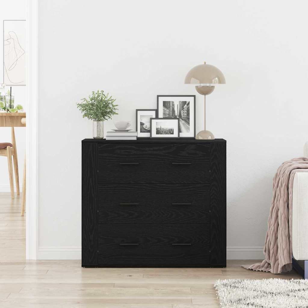 Sideboard with Drawer Black Oak 80 x 33 x 70 cm Engineered Wood