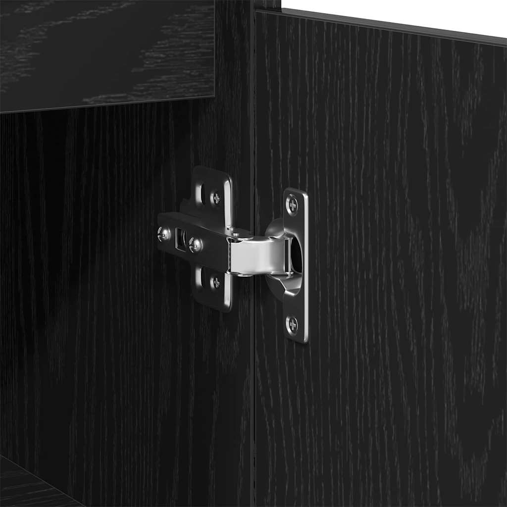 Bathroom Cabinet Black Oak 30 x 30 x 100 cm Engineered Wood