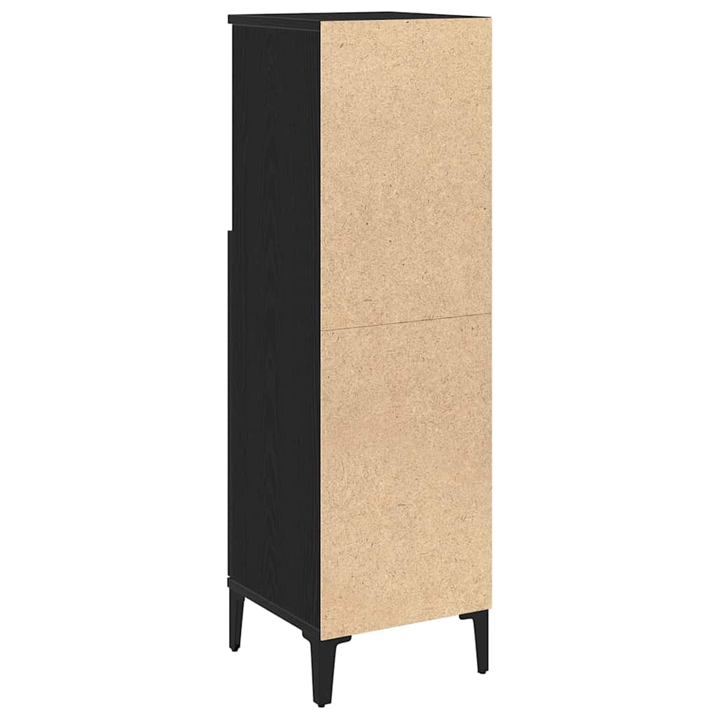 Bathroom Cabinet Black Oak 30 x 30 x 100 cm Engineered Wood