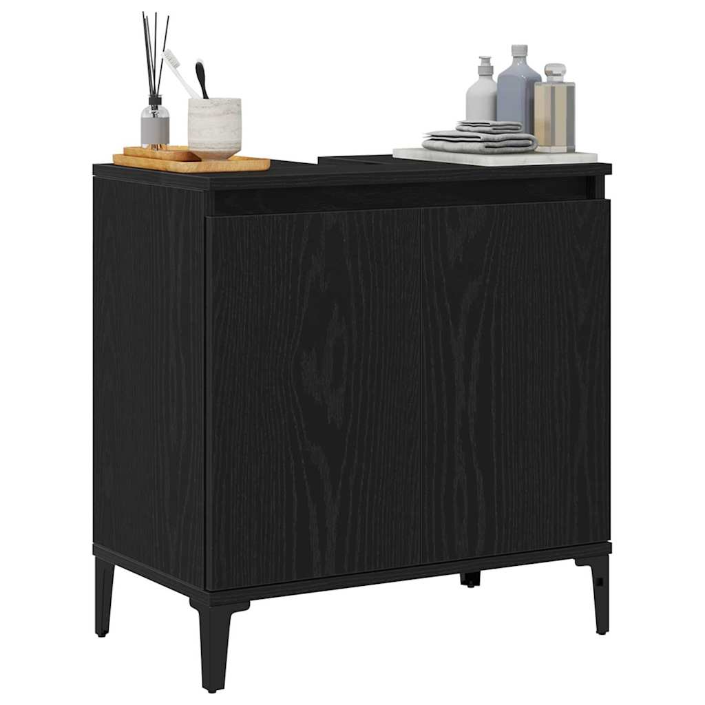 Bathroom Sink Cabinet Black Oak 58 x 33 x 60 cm Engineered Wood