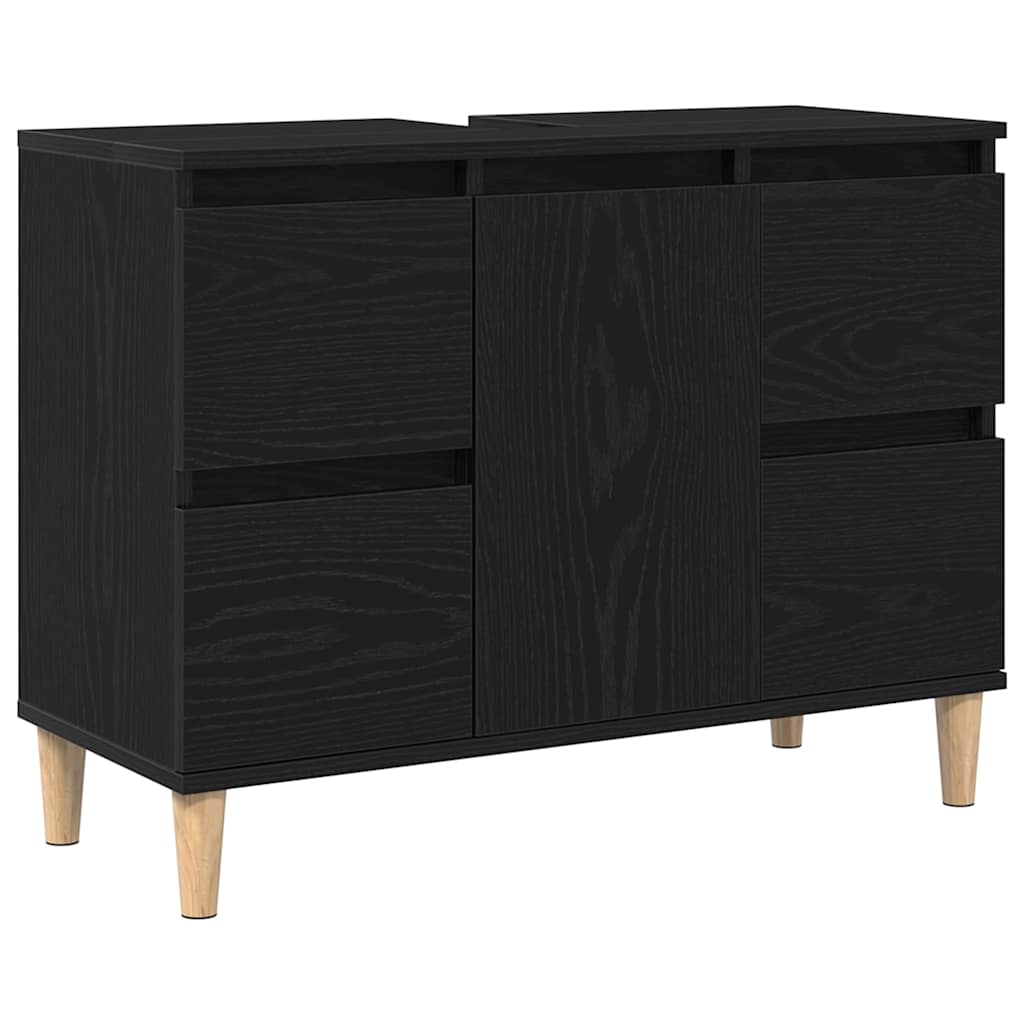 Bathroom Sink Cabinet Black Oak 80 x 33 x 60 cm Engineered Wood