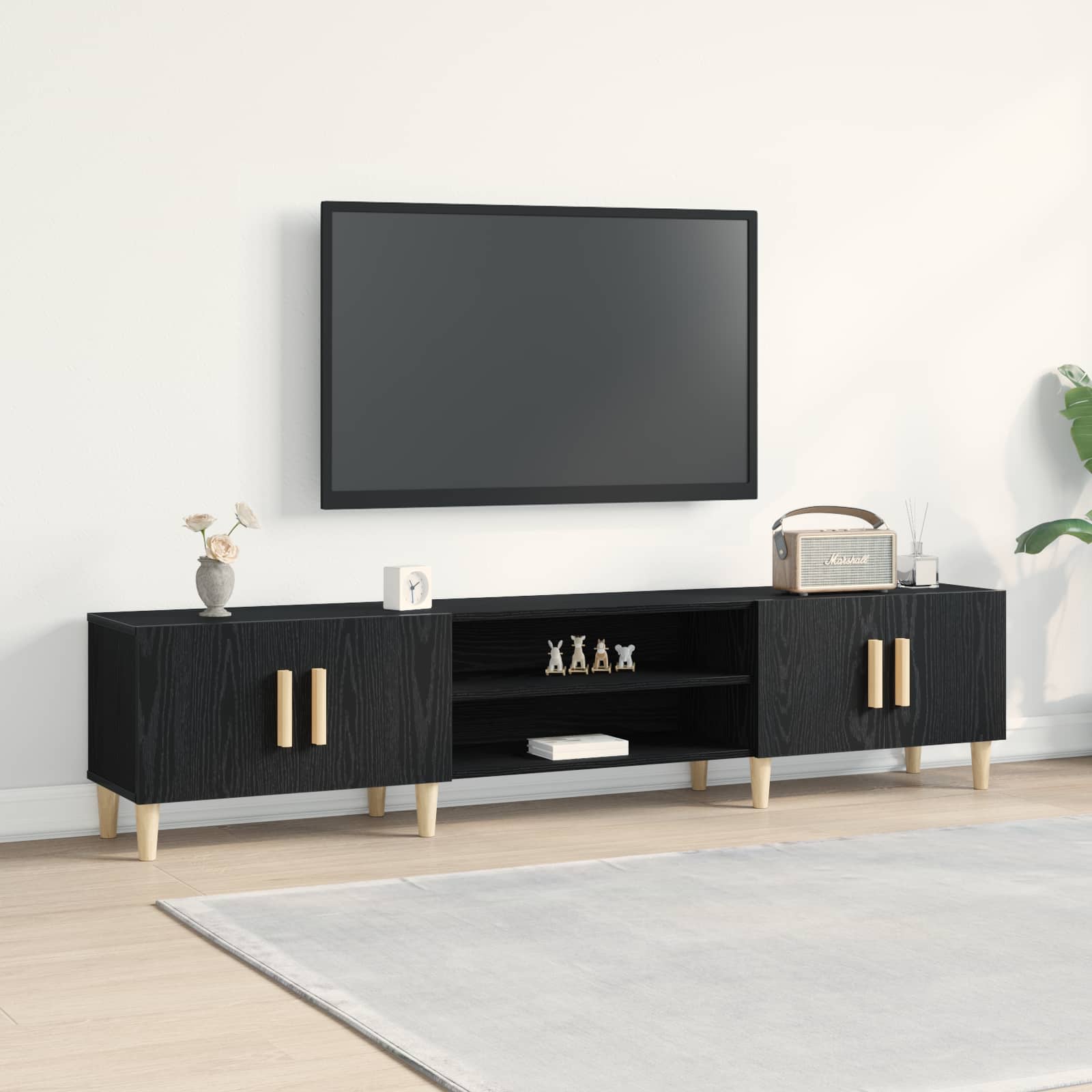 TV Cabinet 180 x 31,5 x 40 cm Black Oak Engineered Wood