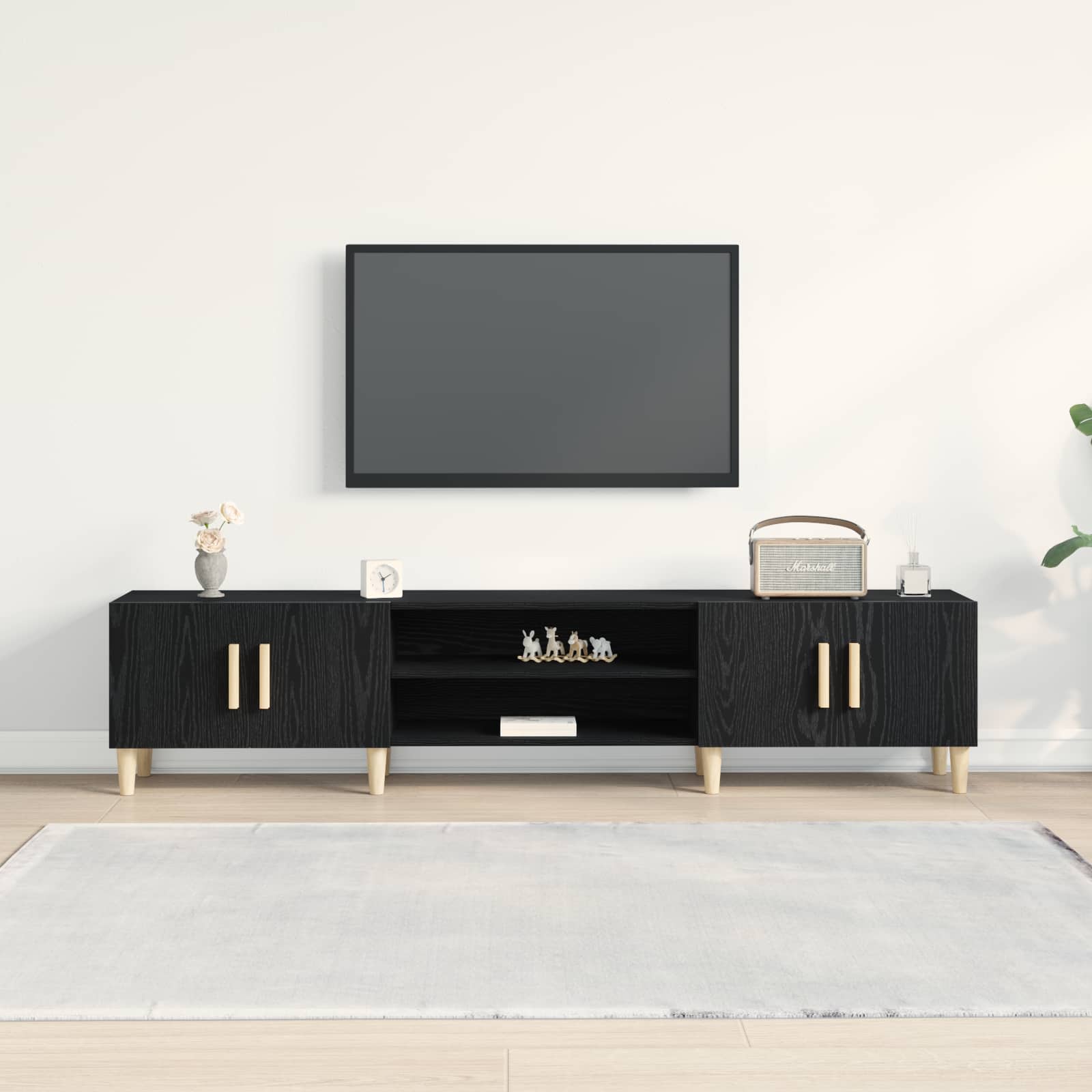 TV Cabinet 180 x 31,5 x 40 cm Black Oak Engineered Wood