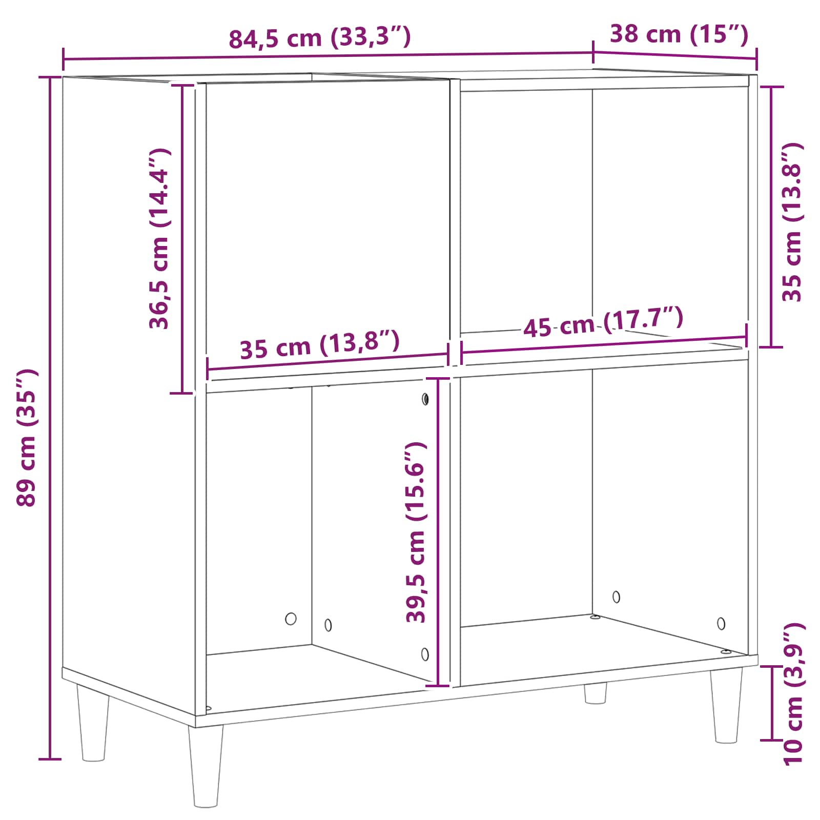 Record Cabinet Black Oak 84,5 x 38 x 89 cm Engineered Wood