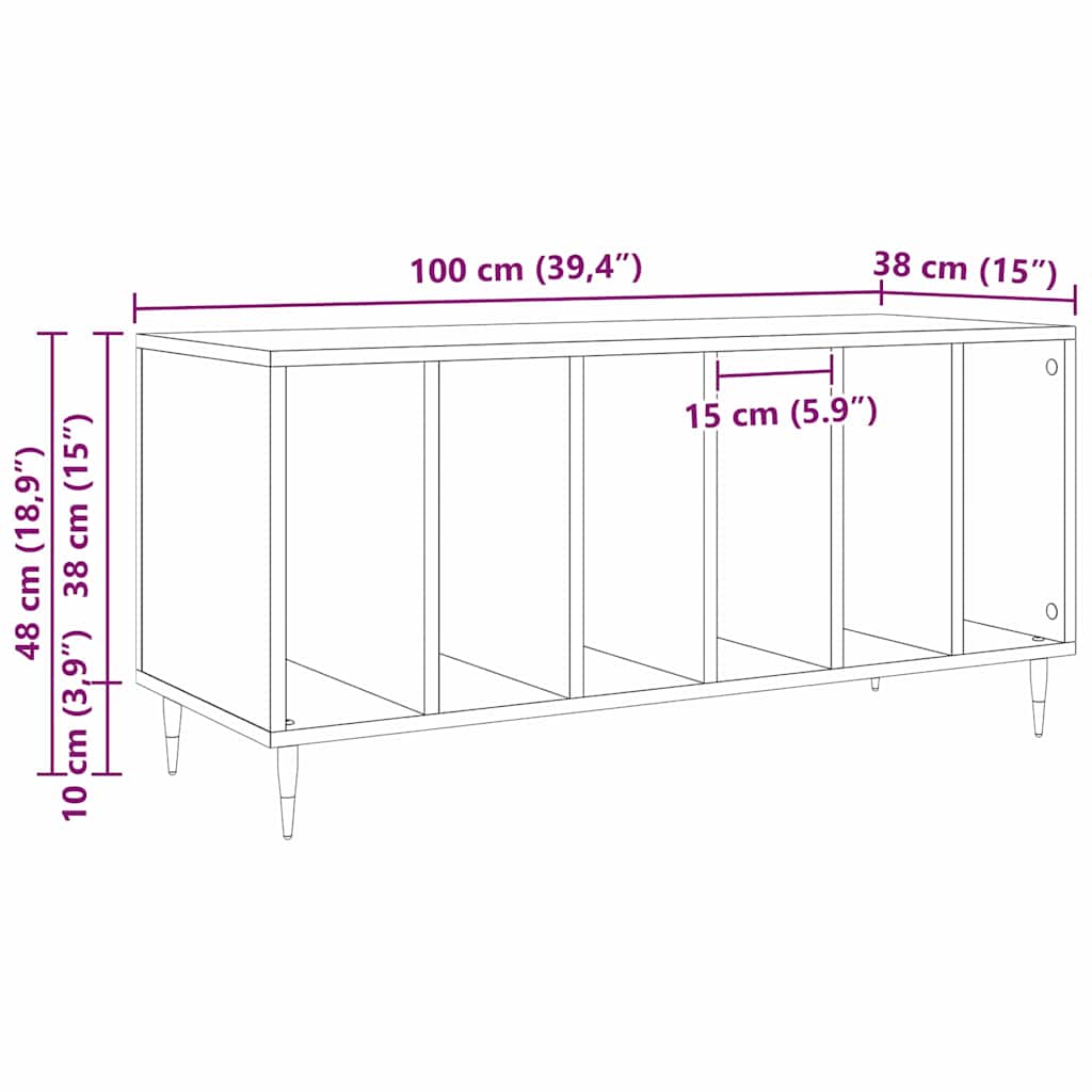 Record Cabinet Artisan oak 100 x 38 x 48 cm Engineered Wood