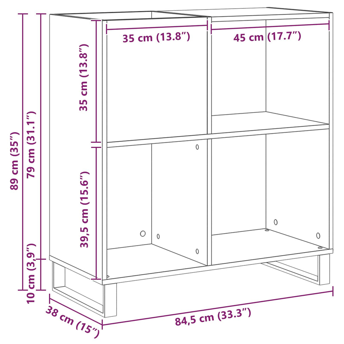 Record Cabinet Artisan oak 84,5 x 38 x 89 cm Engineered Wood