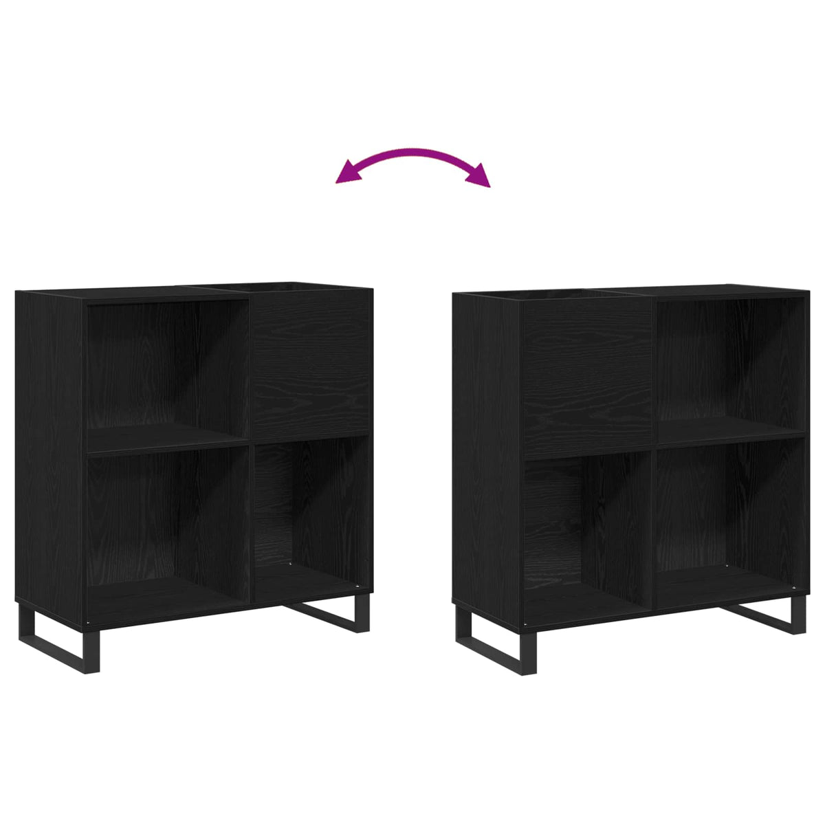 Record Cabinet Black Oak 85 x 38 x 89 cm Engineered Wood