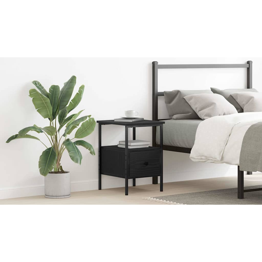 Bedside Cabinet Black Oak 34 x 36 x 50 cm Engineered Wood