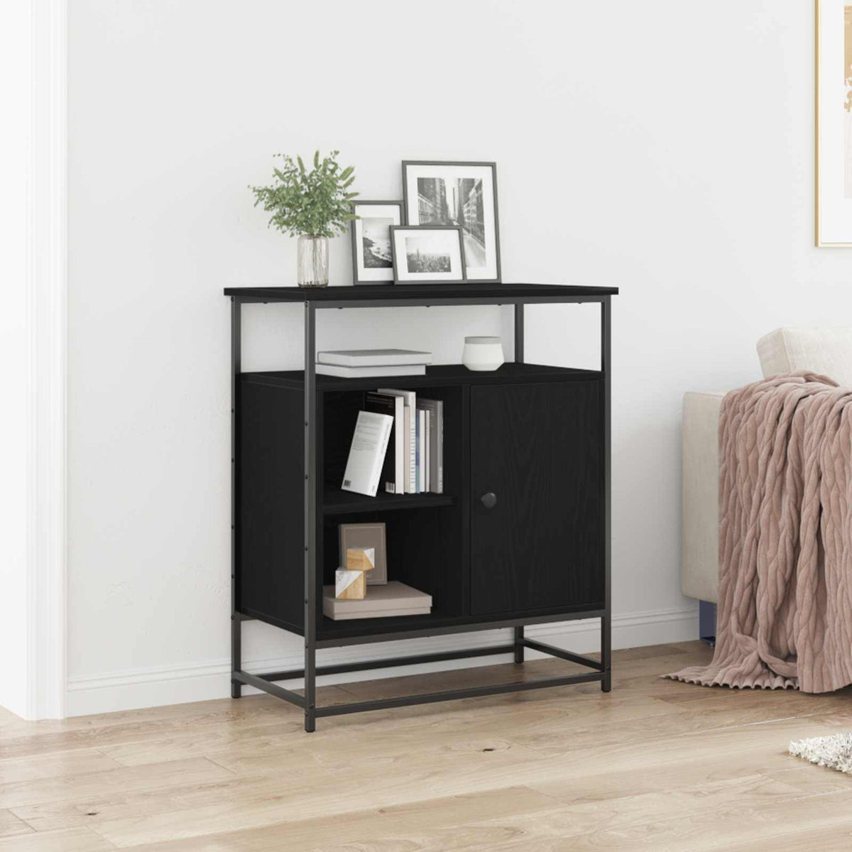 Sideboard Black Oak 69 x 35 x 80 cm Engineered Wood