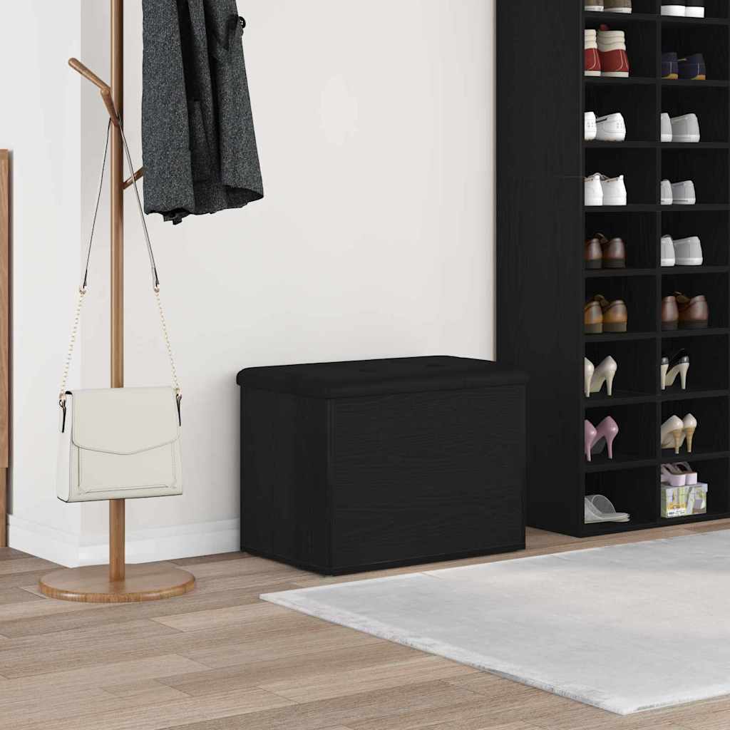 Storage Bench Black oak 62 x 42 x 45 cm Engineered Wood