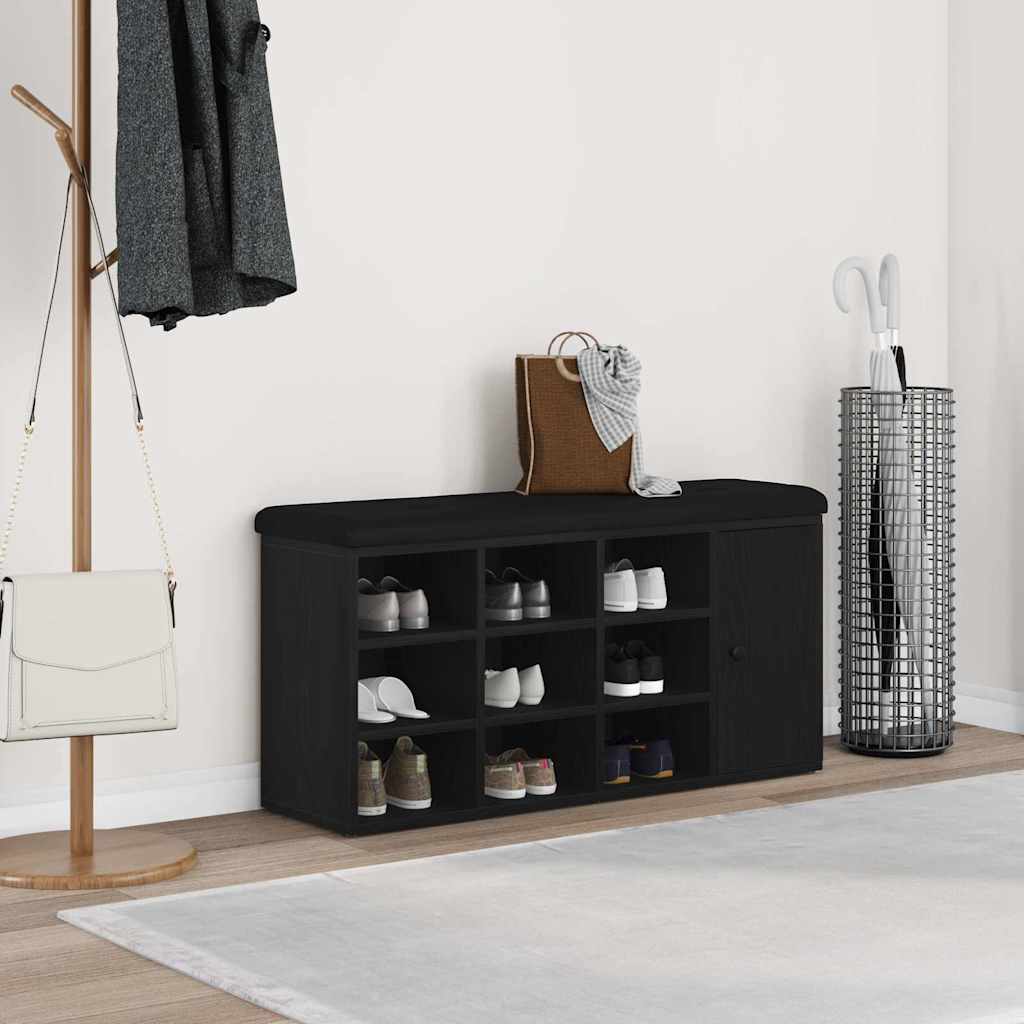 Storage Bench Black Oak 102 x 32 x 50 cm Engineered Wood