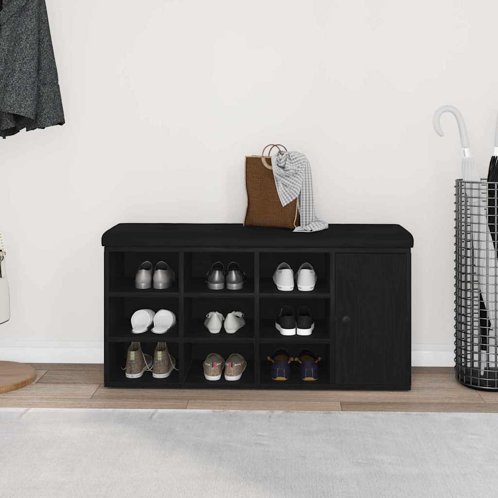 Storage Bench Black Oak 102 x 32 x 50 cm Engineered Wood