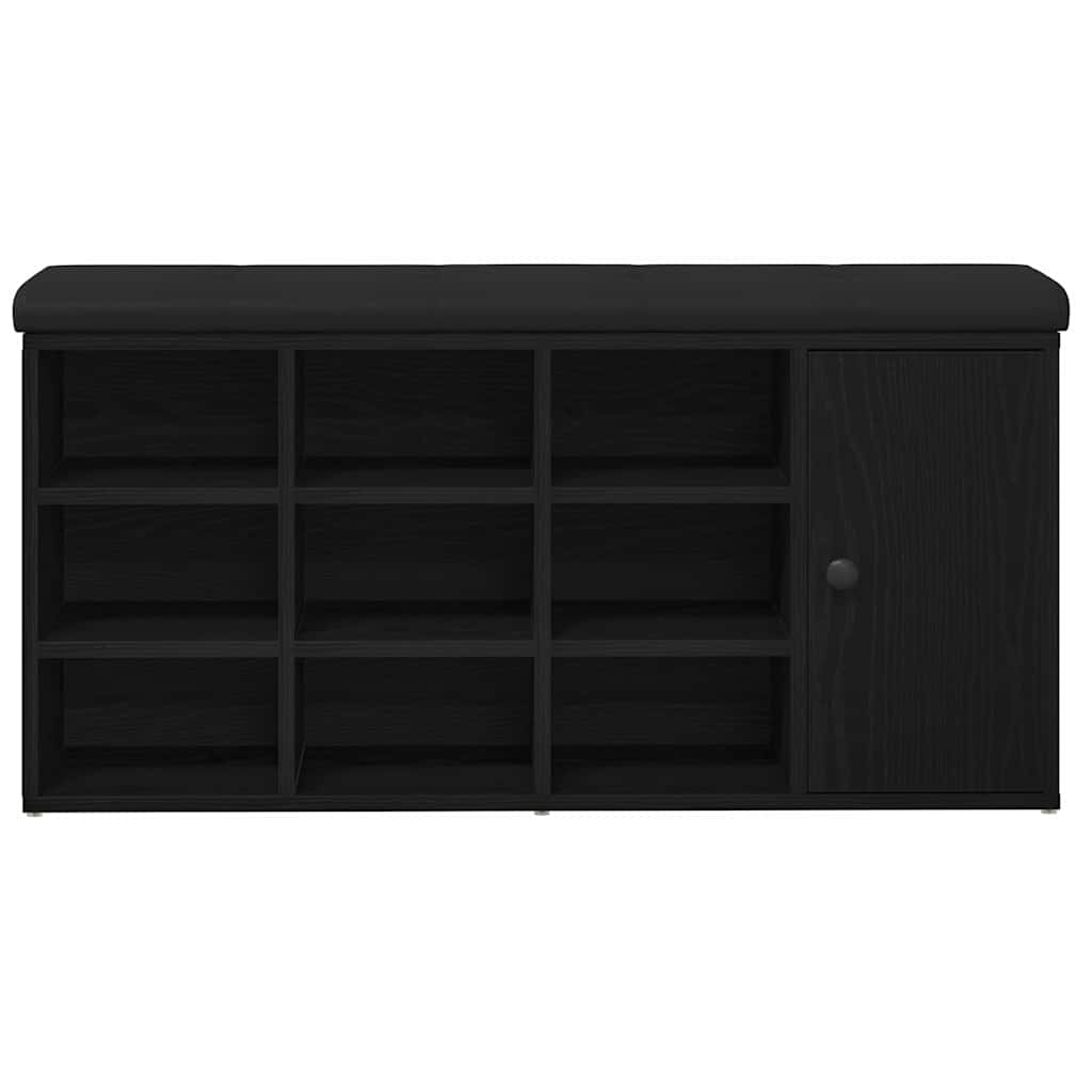 Storage Bench Black Oak 102 x 32 x 50 cm Engineered Wood