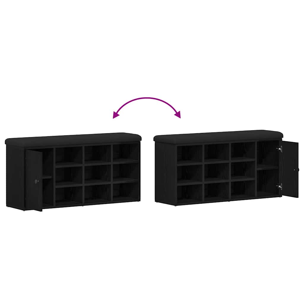 Storage Bench Black Oak 102 x 32 x 50 cm Engineered Wood