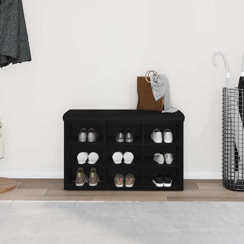Shoe Bench with Shelf Black 80 x 30 x 48 cm Engineered wood