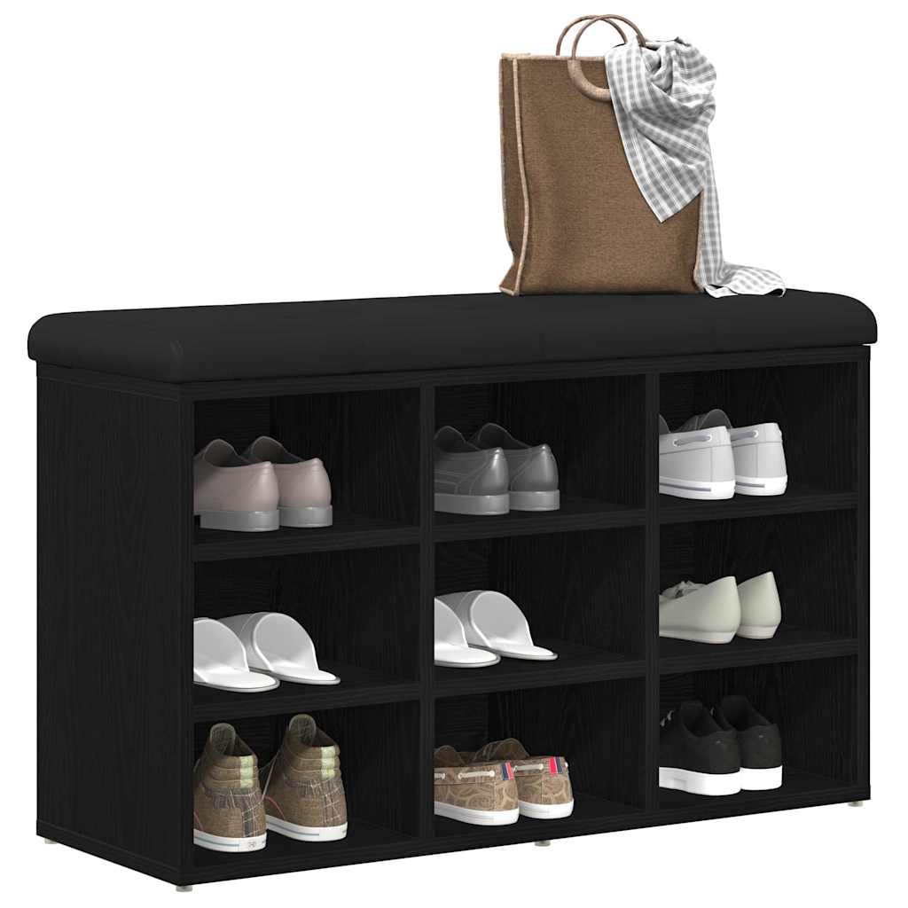 Shoe Bench with Shelf Black 80 x 30 x 48 cm Engineered wood
