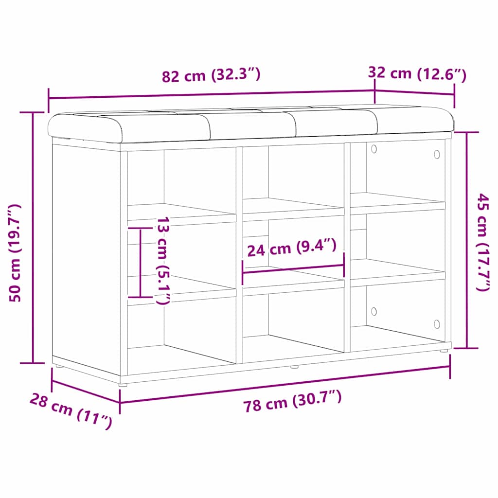 Shoe Bench with Shelf Black 80 x 30 x 48 cm Engineered wood
