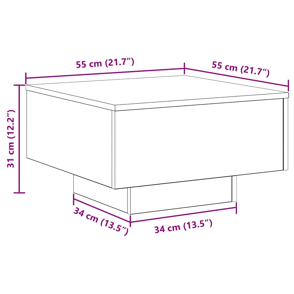 Coffee Table Black oak 55 x 55 x 31 cm Engineered wood