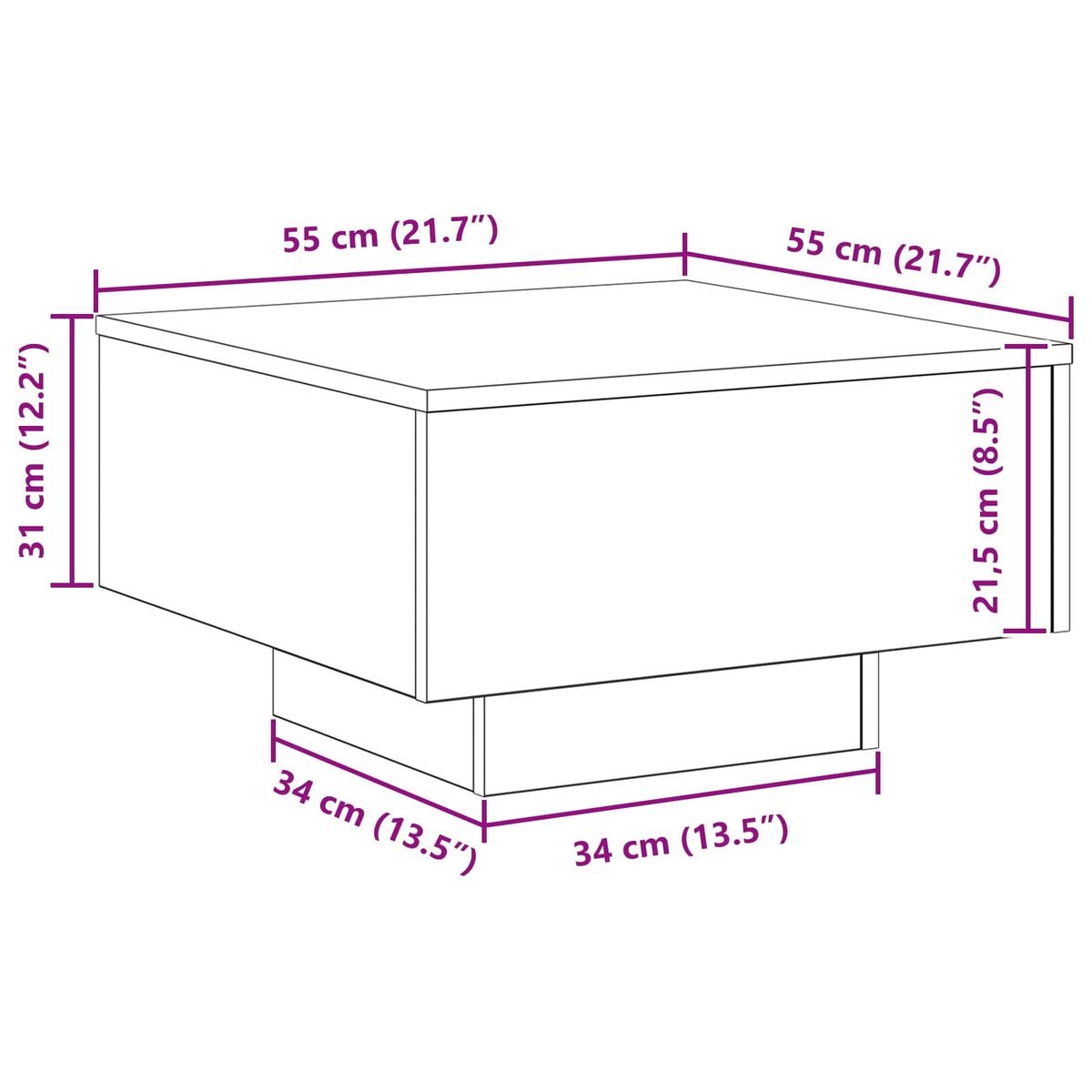 Coffee Table Black Oak 55 x 55 x 31 cm Engineered Wood