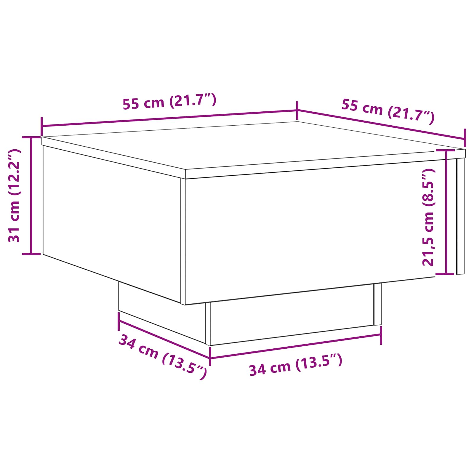 Coffee Table Black Oak 55 x 55 x 31 cm Engineered Wood
