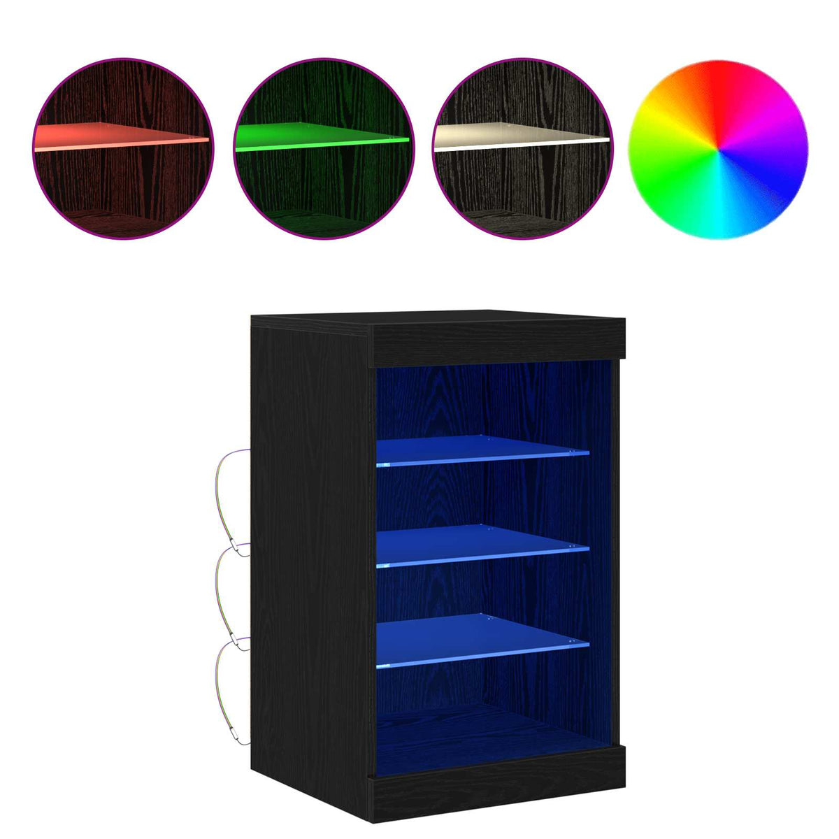 LED Sideboard Black Oak 41 x 37 x 67 cm Engineered Wood