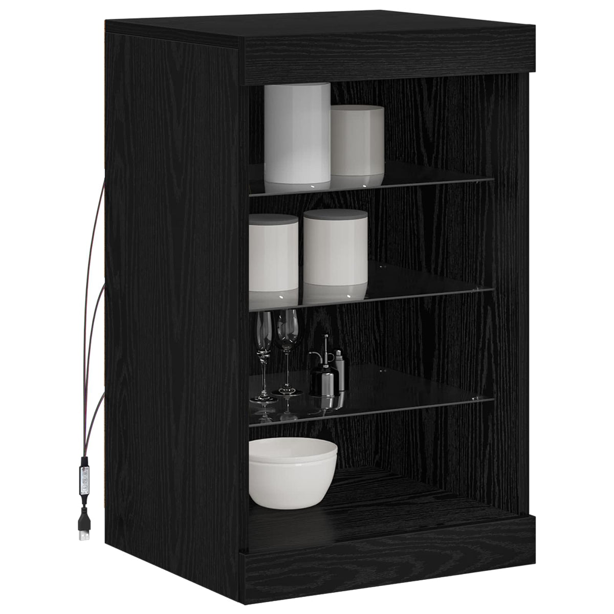 LED Sideboard Black Oak 41 x 37 x 67 cm Engineered Wood