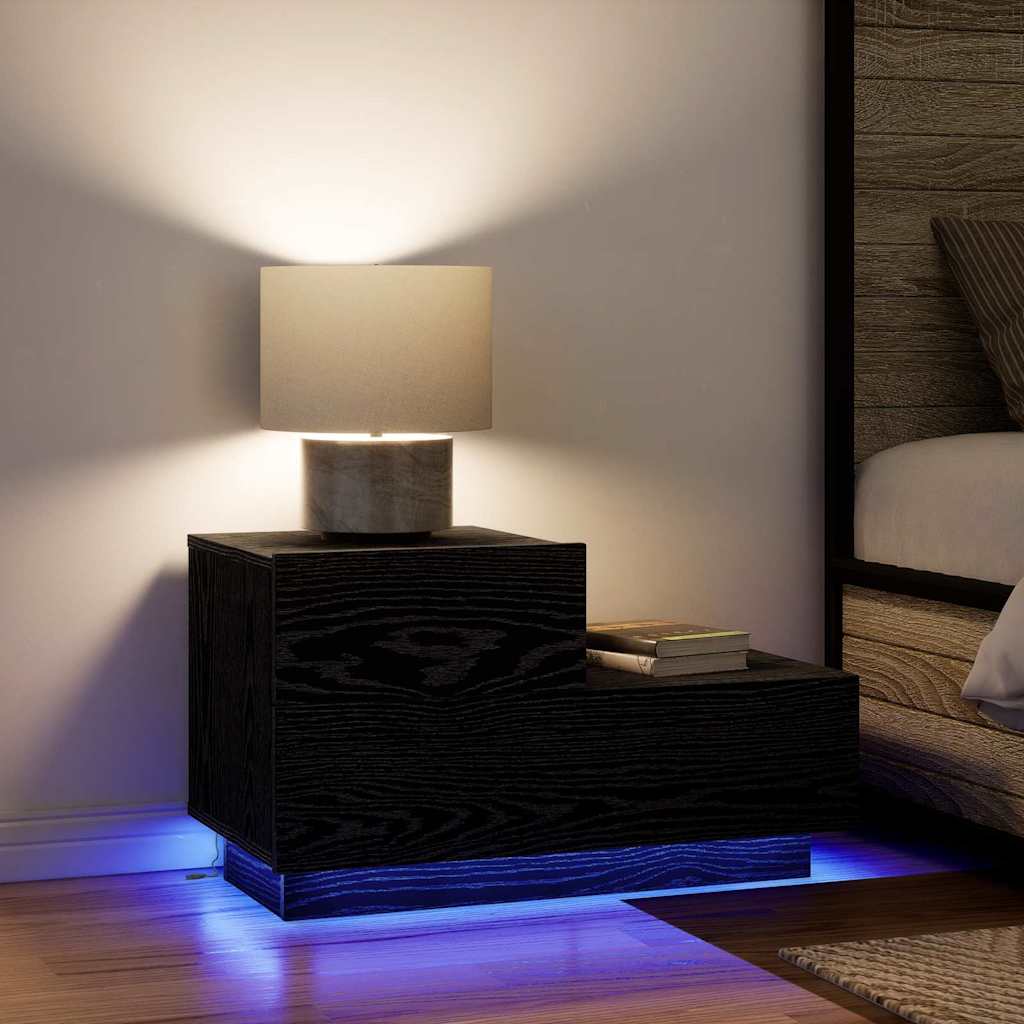 Bedside Cabinet Black Oak 70 x 36 x 40,5 cm Engineered Wood