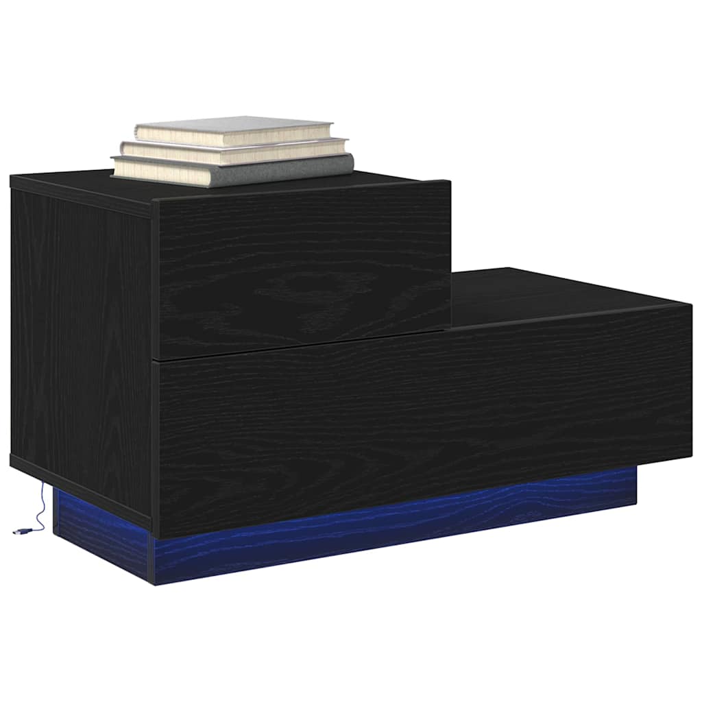 Bedside Cabinet Black Oak 70 x 36 x 40,5 cm Engineered Wood