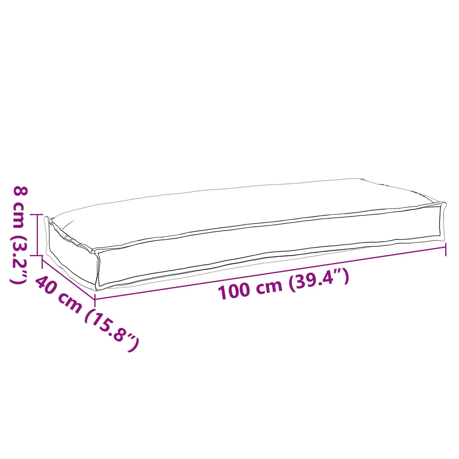 Cushion Anthracite 100 x 40 x 8 cm Oxford Fabric