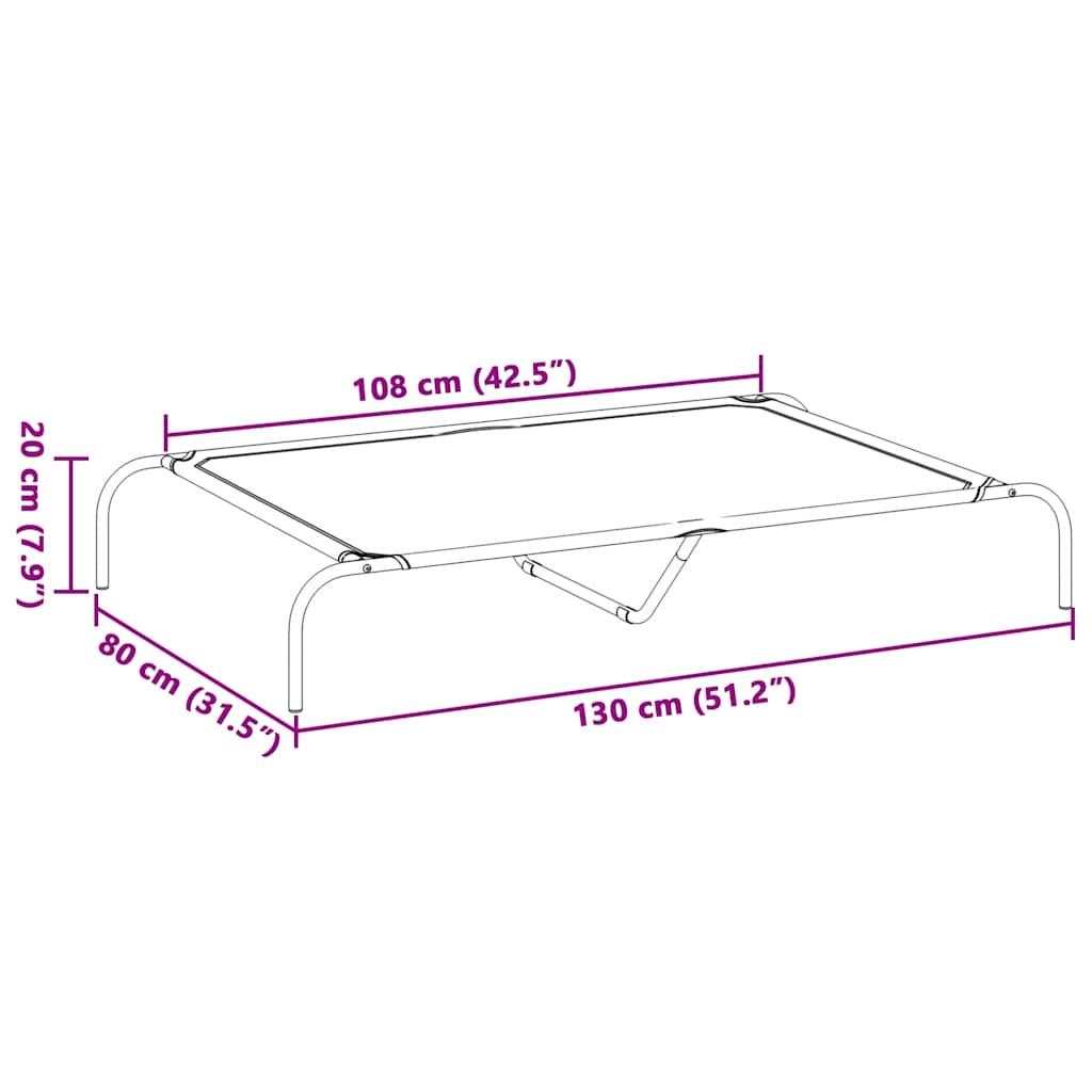 Elevated Dog Bed Black 130x80x20 cm Textilene and Steel