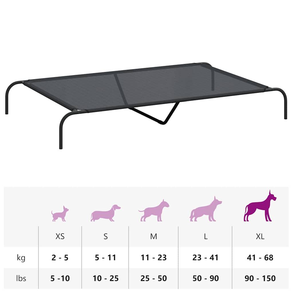 Elevated Dog Bed Black 150x90x20 cm Textilene and Steel