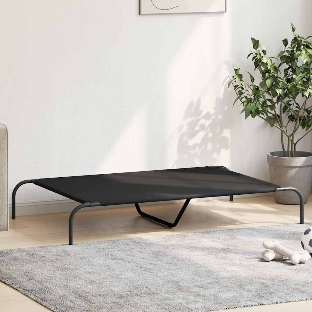 Elevated Dog Bed Black 130x80x20 cm Oxford Fabric and Steel