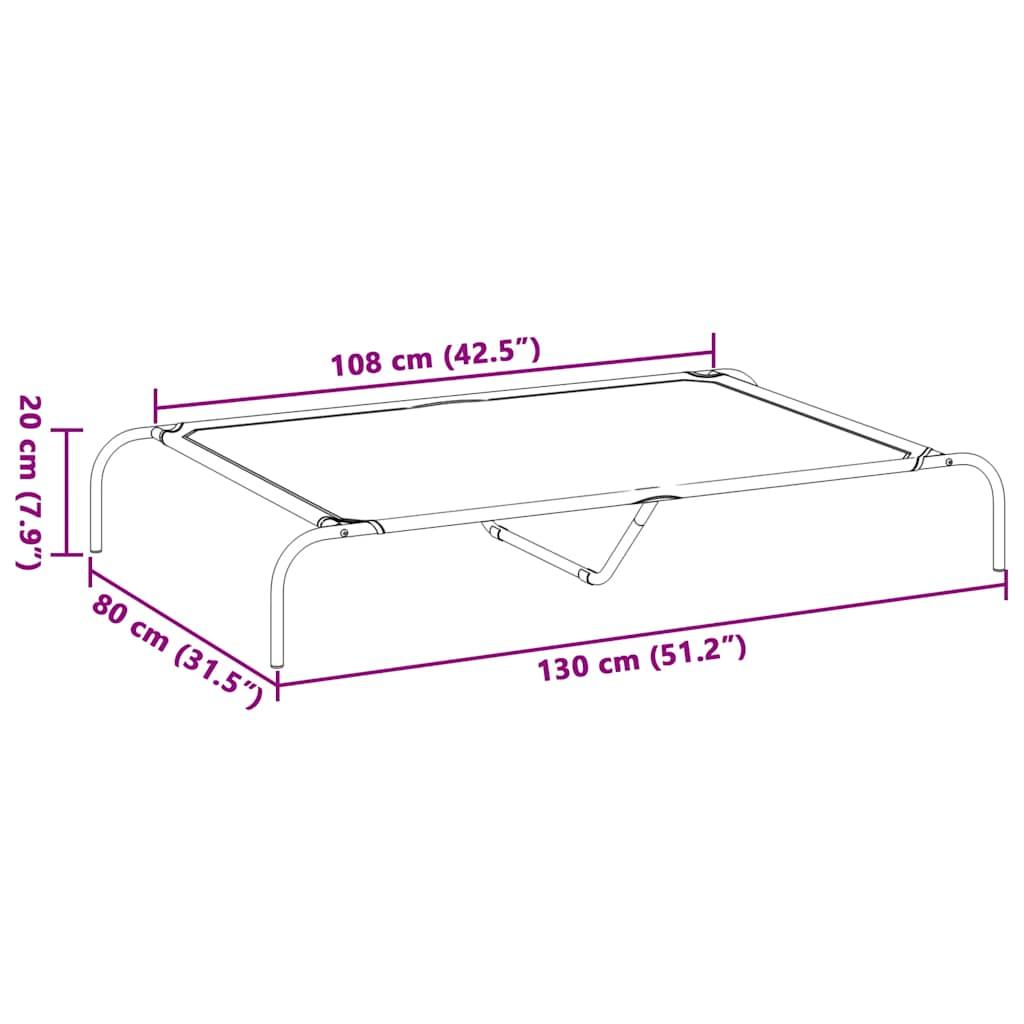 Elevated Dog Bed Black 130x80x20 cm Oxford Fabric and Steel