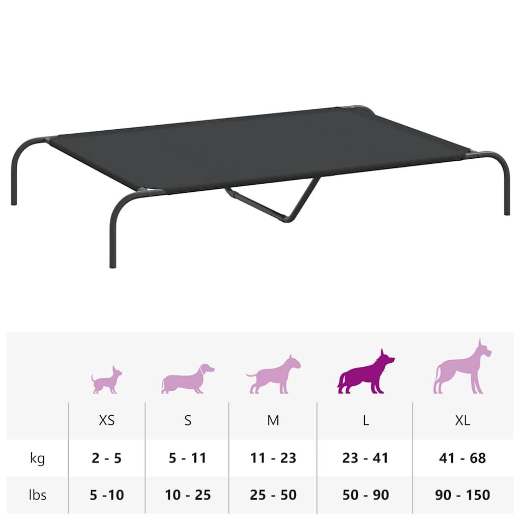 Elevated Dog Bed Black 130x80x20 cm Oxford Fabric and Steel