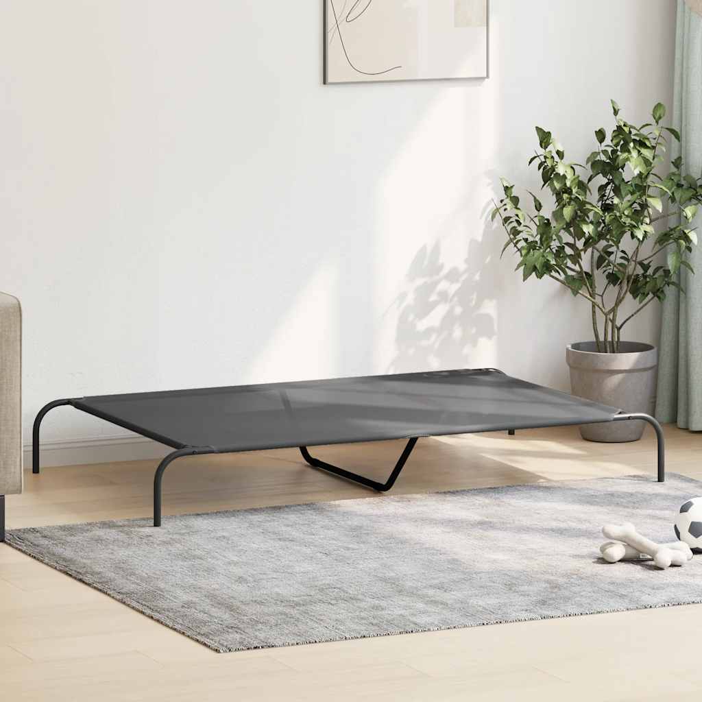 Elevated Dog Bed Grey 150x90x20 cm Textilene and Steel