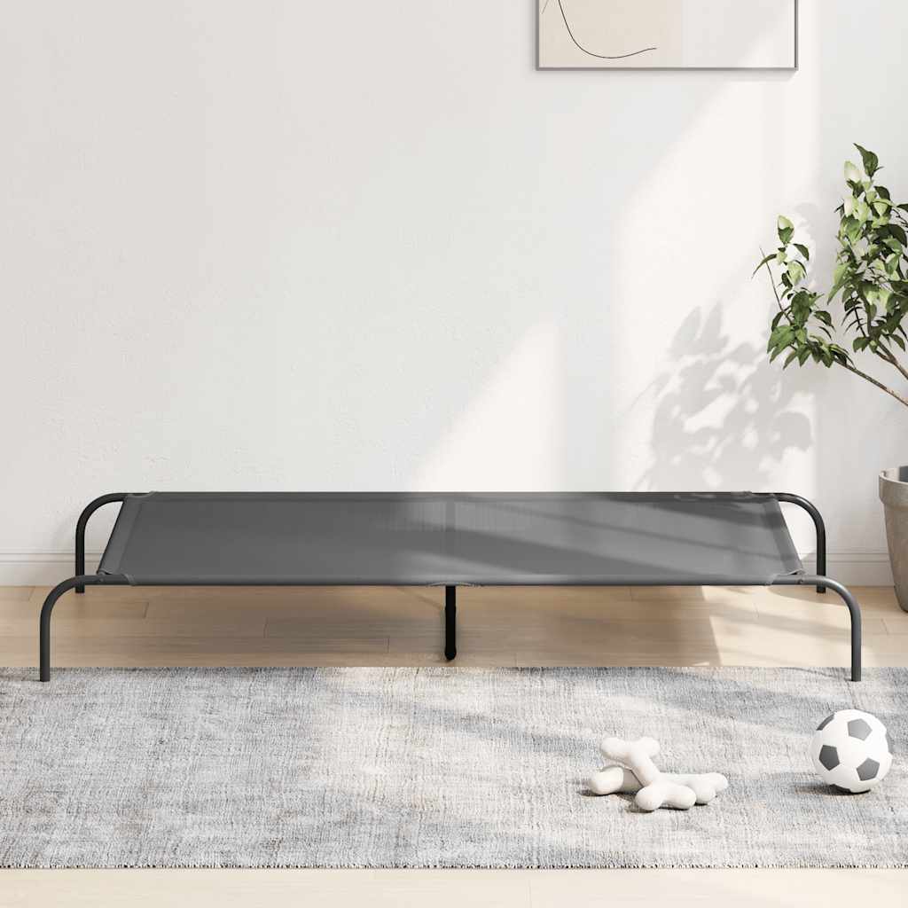Elevated Dog Bed Grey 150x90x20 cm Textilene and Steel