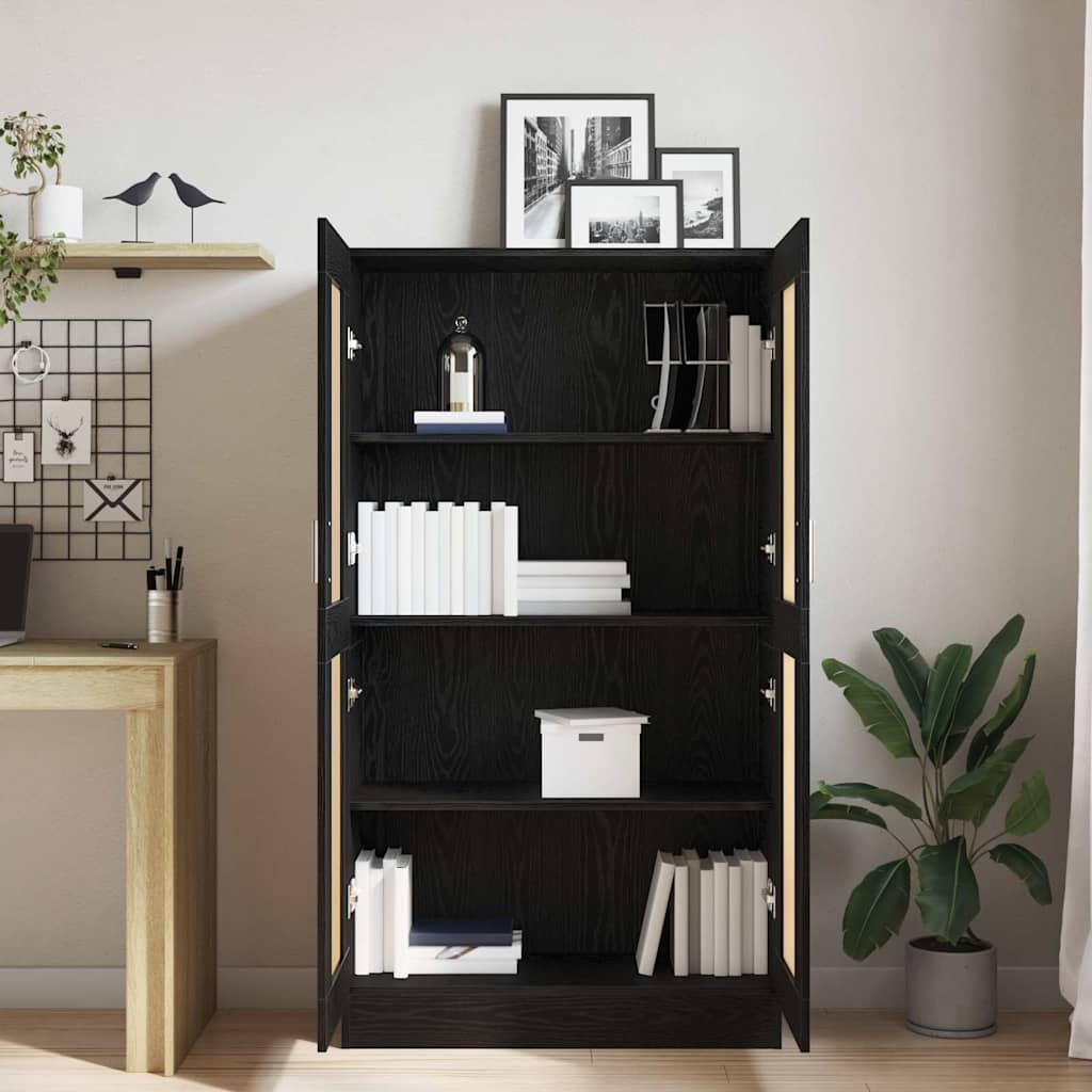 Book Cabinet Black Oak 82,5 x 30,5 x 150 cm Engineered Wood