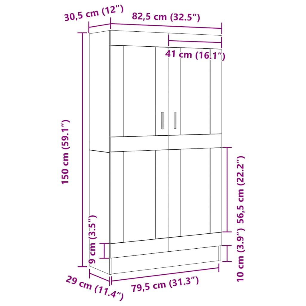 Book Cabinet Black Oak 82,5 x 30,5 x 150 cm Engineered Wood