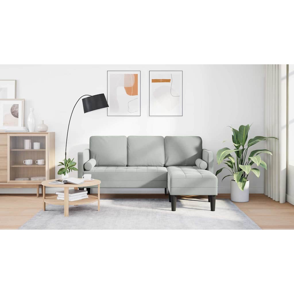 Sofa Set with Cushion Light Grey Polyester