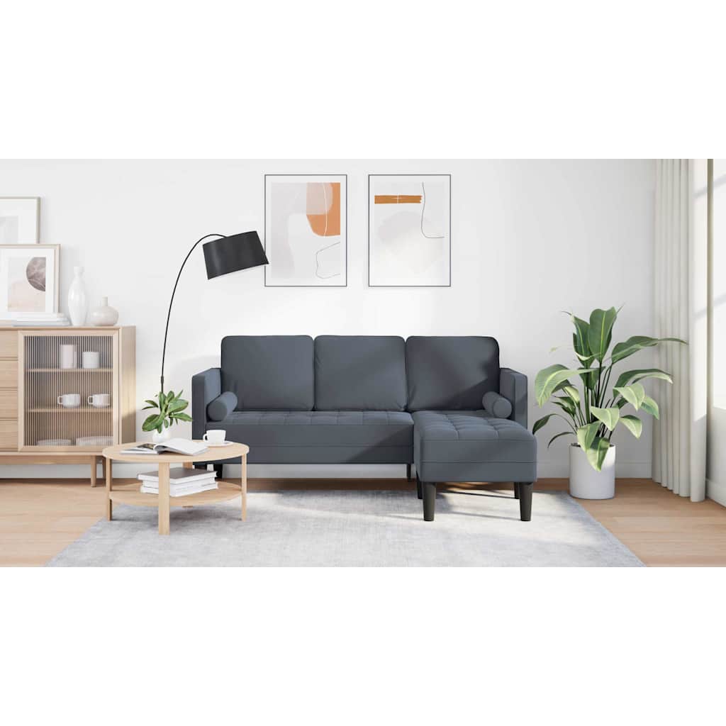 Sofa Set with Cushion Dark Grey Polyester