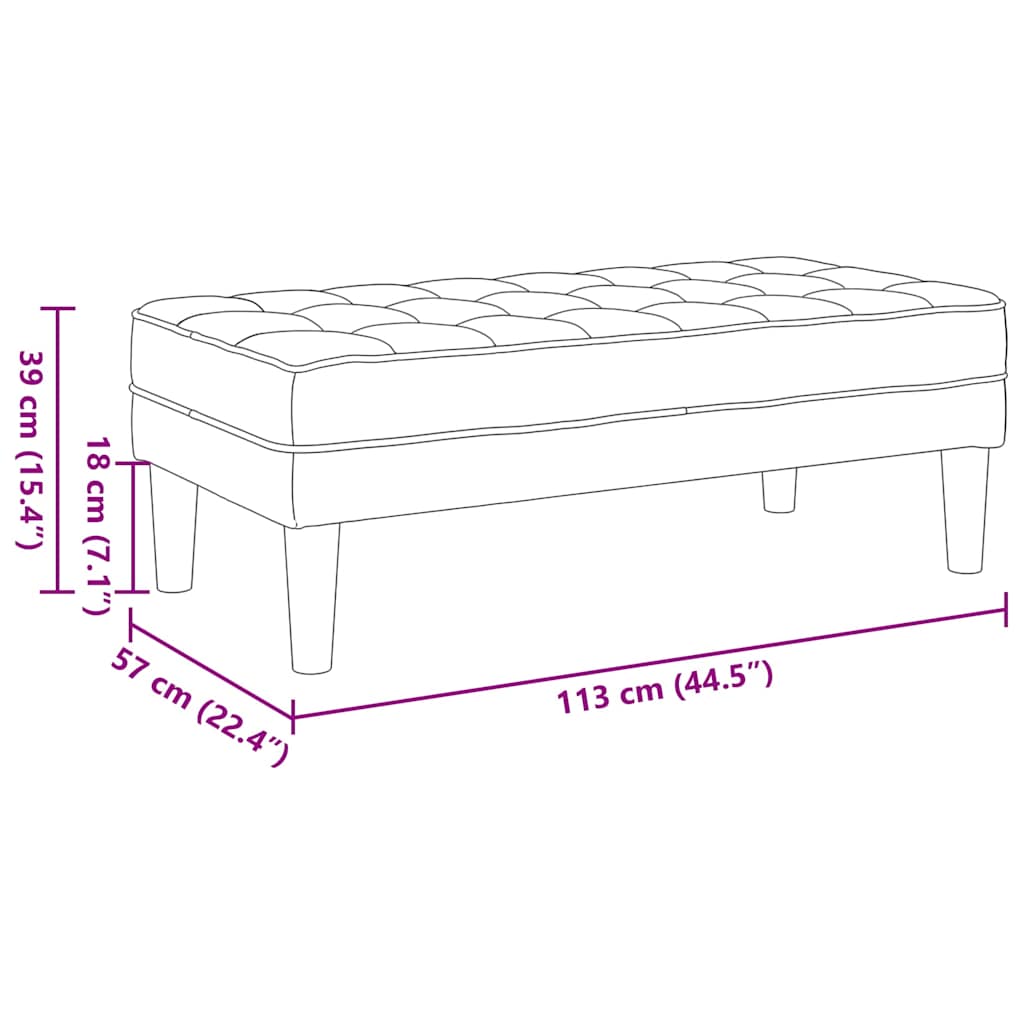 Bench with Cushion Dark Grey 113 x 57 x 39 cm Fabric