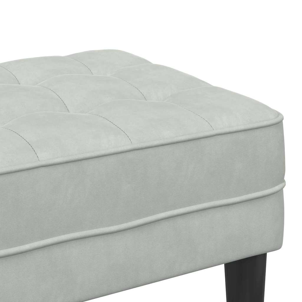 Bench with Cushion Light Grey 113 x 57 x 39 cm Velvet